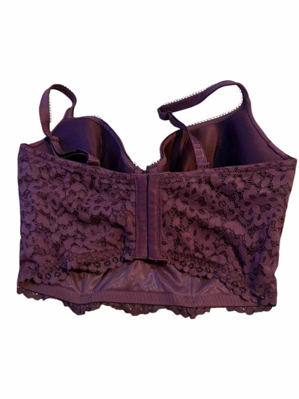 VICTORIA’S SECRET Body by Victoria Lined Demi Longline Bra Burgundy Lace 36DDD - Picture 2 of 4